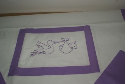  Комплект чаршафи за легло  - 3 части  ЩЪРКЕЛ - бяло-лилаво