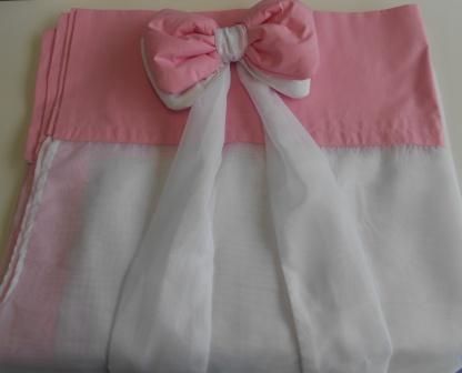 С поръчка!Балдахин за легло Цвят розов кант и панделка с бял тюл.
