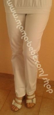 Дамски памучен  пантлон в бяло Размер S
