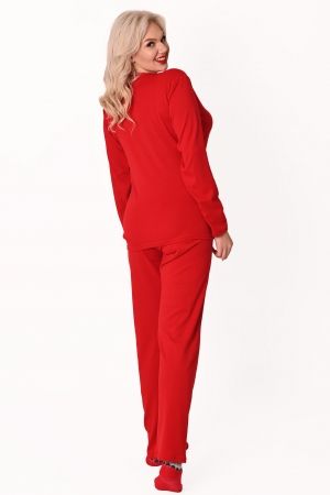 Дамска пижама коледни мотиви,цвят червен