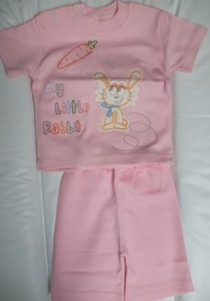 Комплект 2 части къси панталони и блузка- розови-дюс, р. 92 см