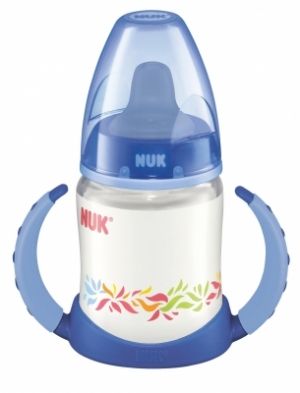 NUK First Choice Шише за сок 150 мл. 6+ месеца със силиконов накрайник- синьо,  цветя