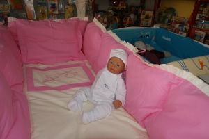 Бебешки спален комплект 6 части ЩЪРКЕЛ - розово - екрю