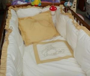 Бебешки спален комплект 6 части  "БЪЗ" екрю с кафяво