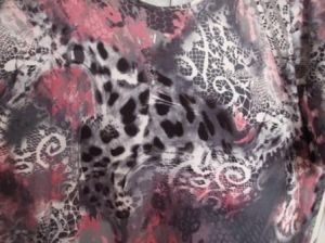 Туника къс ръкав с набор и връзки  щампа тигър сиво,розово, бяло