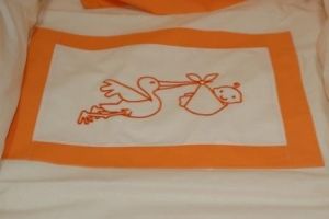 Бебешки спален комплект 6 части ЩЪРКЕЛ - екрю - оранжево