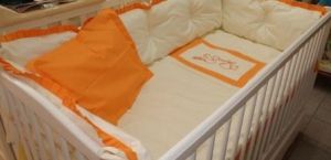 Бебешки спален комплект 6 части ЩЪРКЕЛ - екрю - оранжево