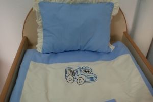 Комплект за количка  синьо - бяло " Комионче"