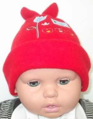 Бебешка шапка машинно плетиво - заешки уши