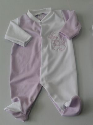 Гащеризон за новородено ританка слонче , цвят: лилав с бяло.