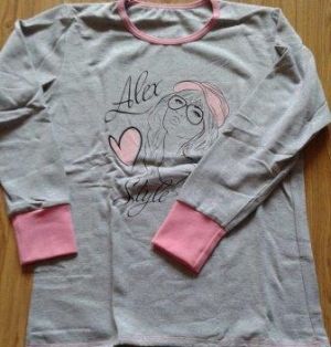 Дамска пижама за бременни и макси дами  "Алекс", дълъг ръкав Размер 44-52 Цвят сив с розов кант.