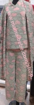 Дамски халат рязан памук. Цвят сив с розов. Размер M-XXL