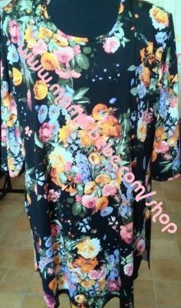 Дамски блуза с цепка, ръкав под лъкатя, щампа цветя -десен 155 