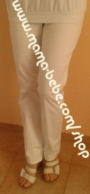 Дамски памучен  пантлон в бяло Размер S