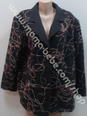 Дамско сако с външни джобове в  сив цвят с ширити